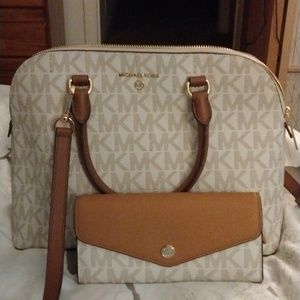 Michael Kors Cindy Large Dome Satchel with Matching Wallet